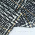Tessuto in tweed a quadri di miscela di lana in poliestere
